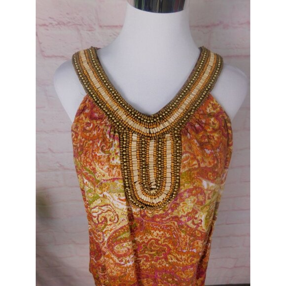 Dressbarn Beaded Paisley Halter Top L Women Boho - Picture 3 of 11